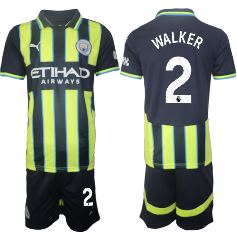 Men 2024-2025 Club Manchester City away black green #2 Soccer Jersey->customized nfl jersey->Custom Jersey